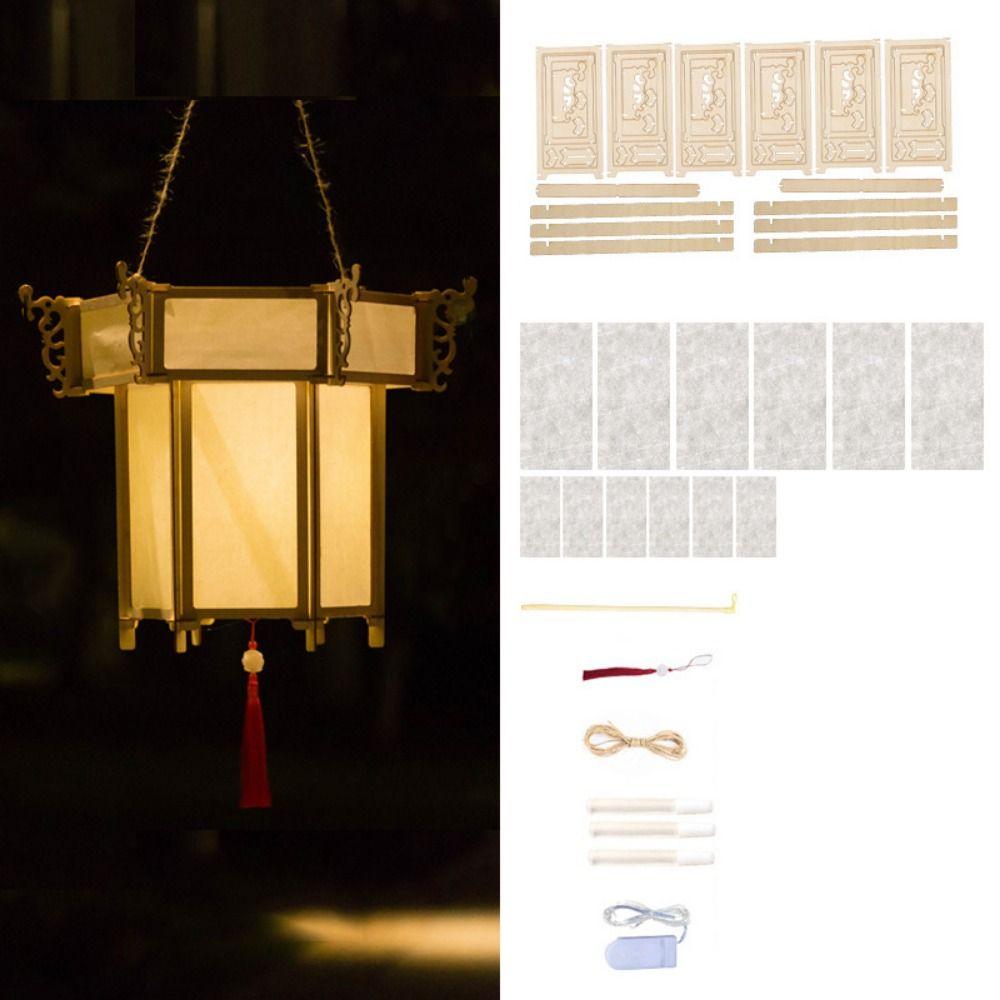 Светодиодный фонарь Праздника середины осени Деревянный художественный фонарь Ручная работа Подвесная лампа Декор для вечеринки
