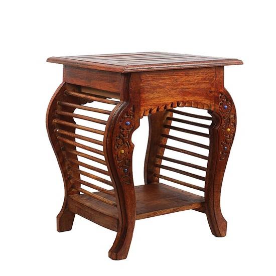 Деревянный табурет 53,34 см, приставной столик под натуральное дерево с ящиком для гостиной