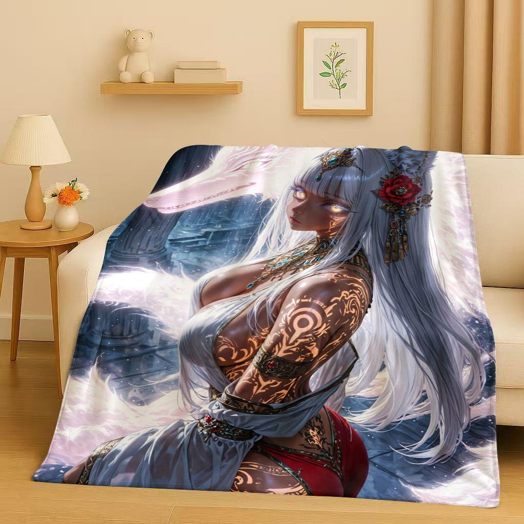 2026 New Sexy Bikini Girls Cartoon Anime Characters Flannel Blanket,Soft Plush Throw for Home Bedroom Bed Sofa Cover Trave Gift