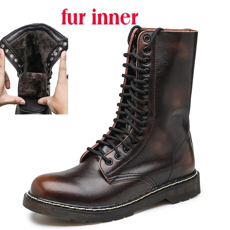 Мужские сапоги до середины голени Высокие рабочие ботинки для пар Мотоциклетные ботинки для активного отдыха Женские ботинки больших размеров Зимние плюшевые хлопковые ботинки