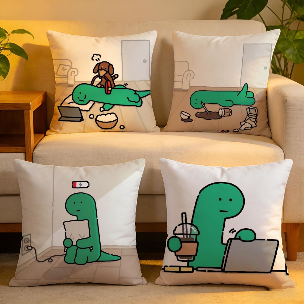 Cushion Cover Linen SkinFriendly Soft Decorative Case For Sofa Home Decor Joguman Korean Instagram Dinosaur Pillow cover
