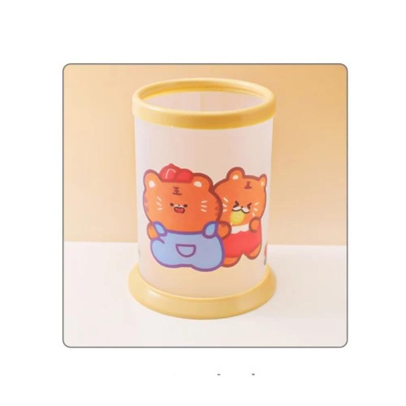 1 шт. Kawaii круглый держатель для ручек офисные канцелярские принадлежности пластиковый настольный органайзер милый органайзер для хранения школьные принадлежности для детей съемный