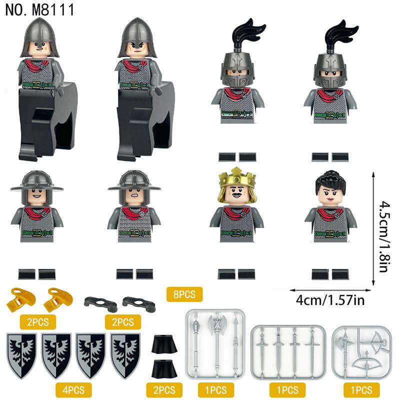 Средневековые фигурки кентавров-солдат, строительные кубики, армия рыцарей, король, королева, аксессуары, замок, военные блоки MOC, набор оружия, игрушки