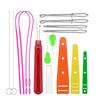Drawstring Threader Set Flexible/Flat Drawstring Threader Stainless Steel Sewing Loop Turner Hook Tweezers Cord Locks