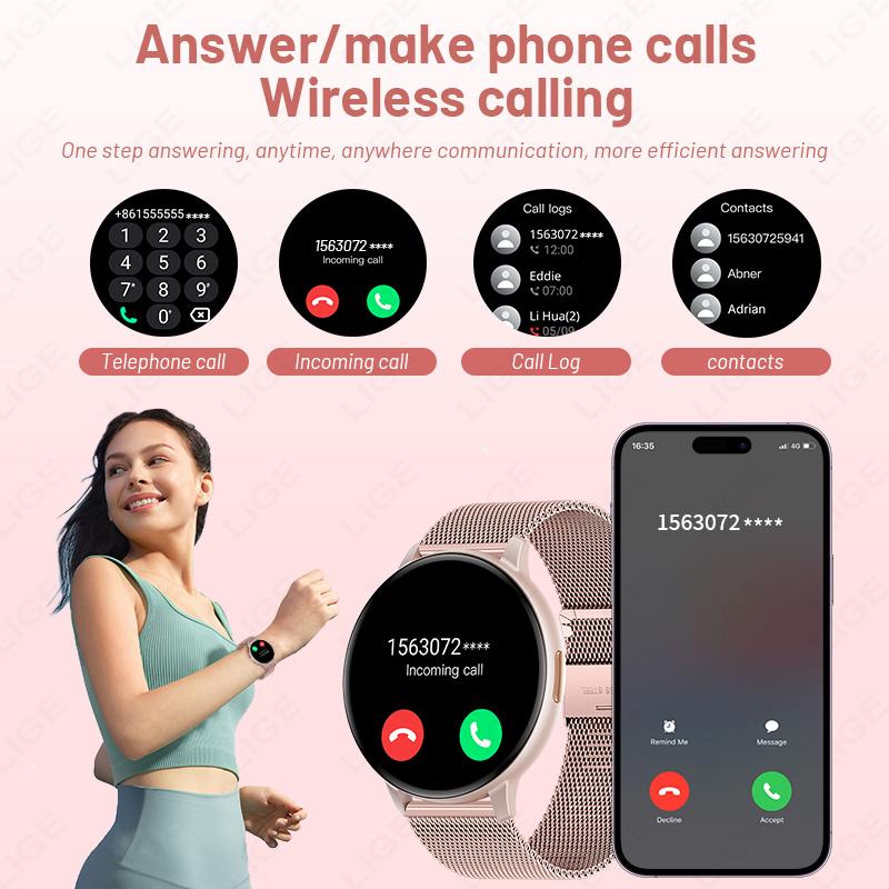 Умные часы Женские Мужские Полный сенсорный экран Bluetooth-вызовы IP67 Водонепроницаемые Часы Пульсометр Спортивный Фитнес-трекер Смарт-часы