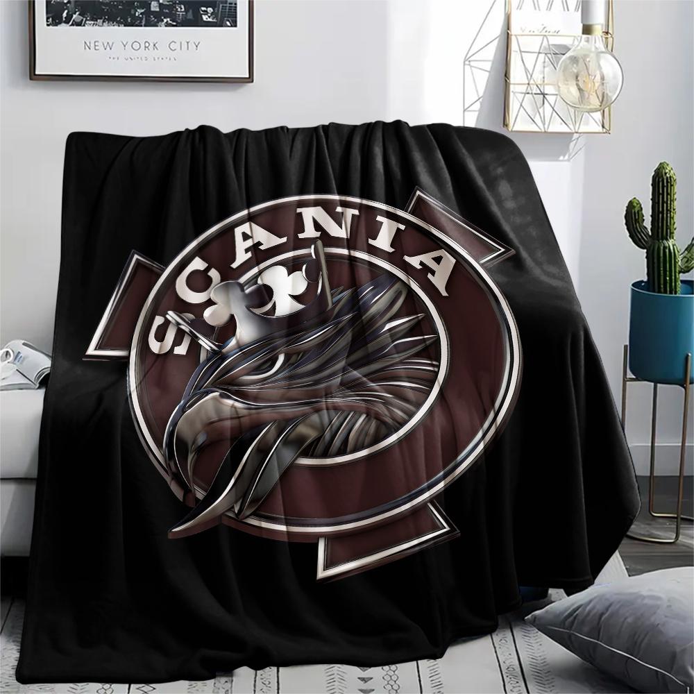 Эмблема Scania, Плед из фланели с узором, Высокое качество, Удобный для всех сезонов, Декор для дома, Тепло и уют, Идеально подходит для подарков.