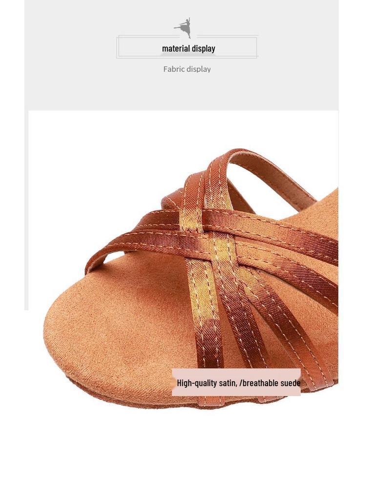 Женские атласные туфли для латиноамериканских танцев на мягкой подошве - Средний каблук, идеально подходят для взрослых и молодежи для практики или для профессиональных стандартных стилей и ковбойских танцев.