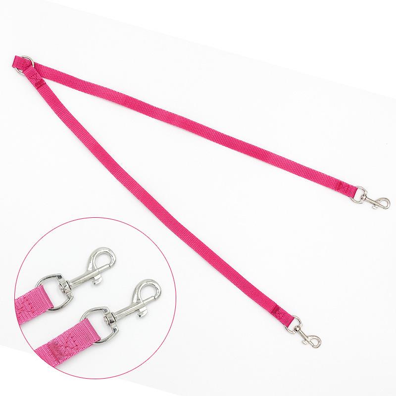 Nylon Double Pulling Head Handle One Drag Two Dog Leash Dogs Hand Holding Rope Durable Pet Dog Leashes Solid Color Pet