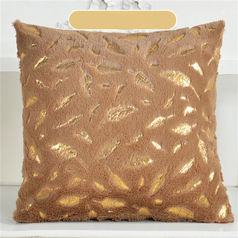 Home Pillowcase Two-sided Plush Hot Stamping Feathers Cushion Cover