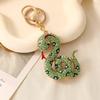 Keychain Pendant Shiny Rhinestones Inlaid Chinese Zodiac Snake Charm Keyring Backpack Car Bag Pendant Accessories