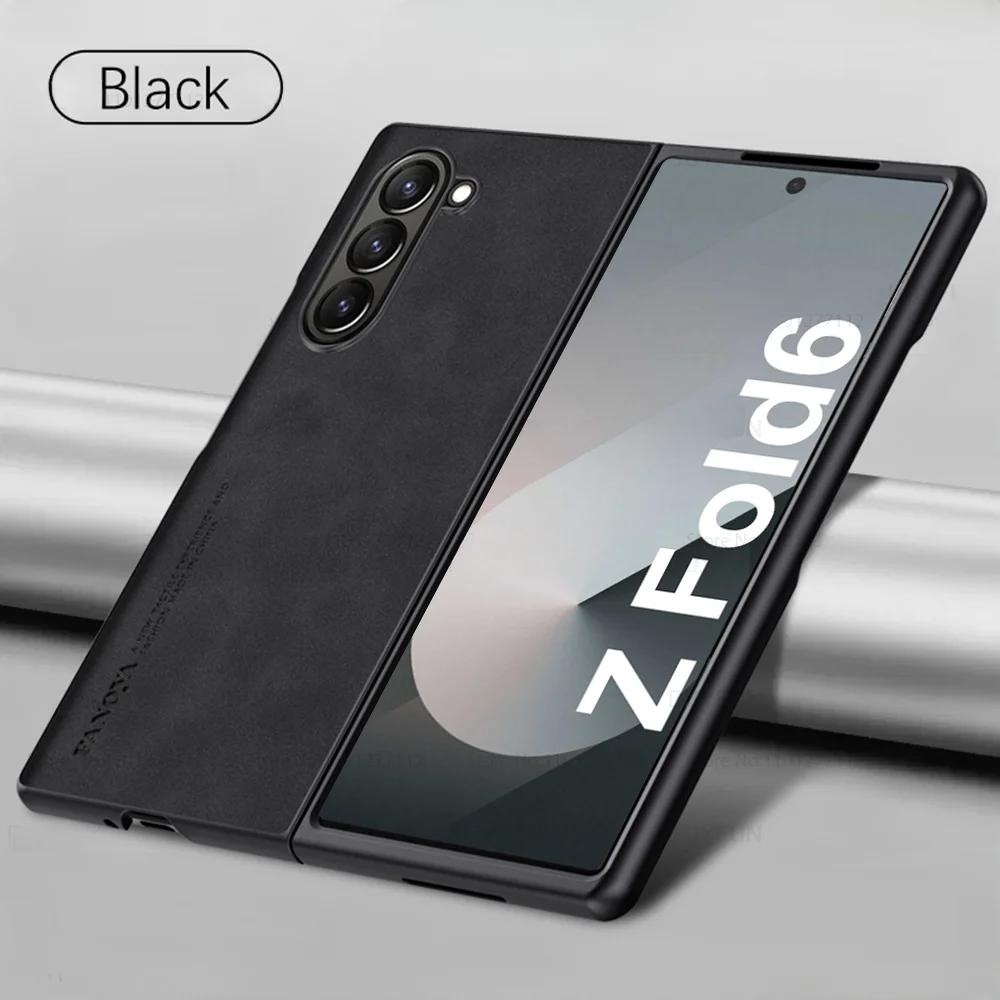 Чехол-книжка из натуральной овчины с TPU защитой камеры для Samsung Galaxy Z Fold 7 6 5 4 3, ощупь как кожа, мягкий чехол-раскладушка