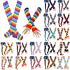 (Projector)Fashion Striped Cotton Long Tube Seven Rainbow Gloves + Socks Combination