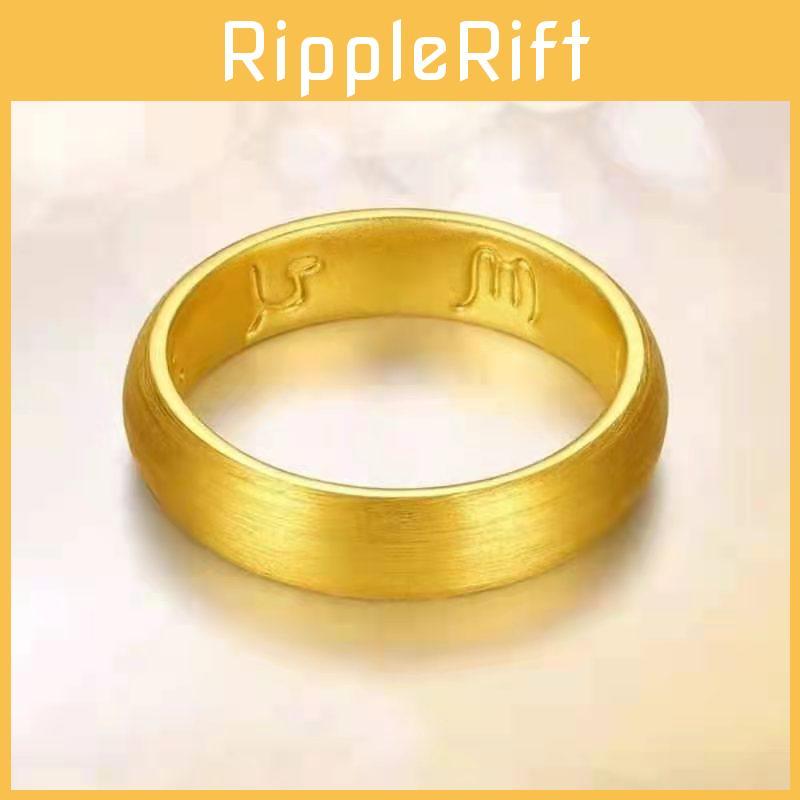 Fashionable Vietnamese Brass Gold Plated Six Character Mantra Ring For Couples And Individuals