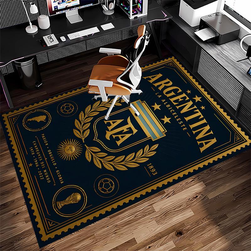 1pc Argentina Football Print Area Rug - Soft,Washable Non-Slip Indoor Mat for Office Chairs,Living Room,Home Office Decorative Rug