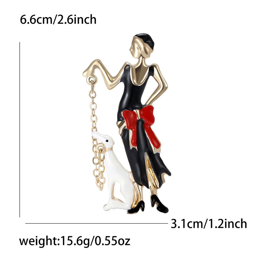 European Lady Temperament Alloy Enamel Girl Brooch Personality Versatile Women'S Cardigan Coat Corsage Ornament Pin