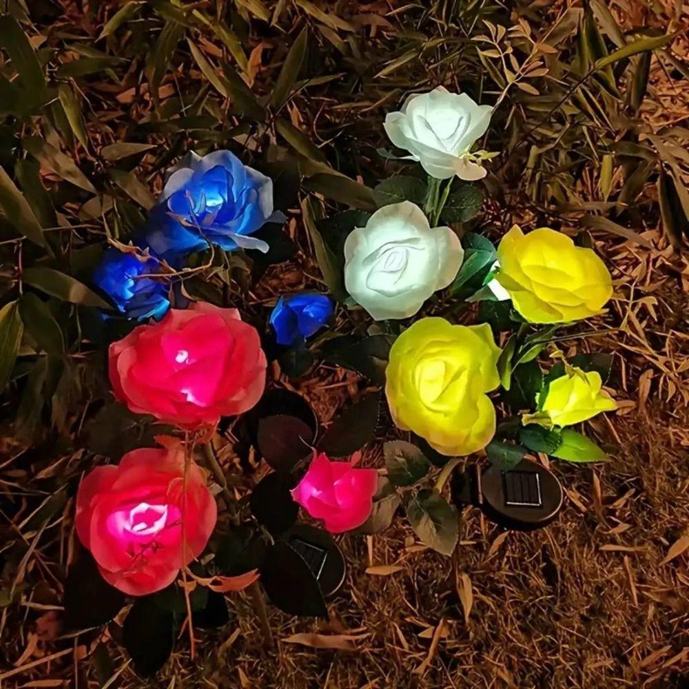 Plug-in Rose LED Solar Light Simulation Flower Solar Flower Lamp Courtyard