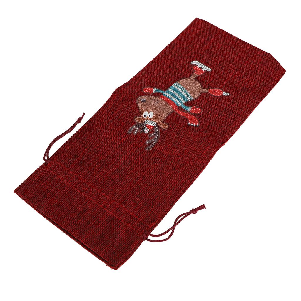 Drawstring Wine Bag Portable Burlap Rhinestone Painting Pattern Durable Burlap Wine Gift Bags