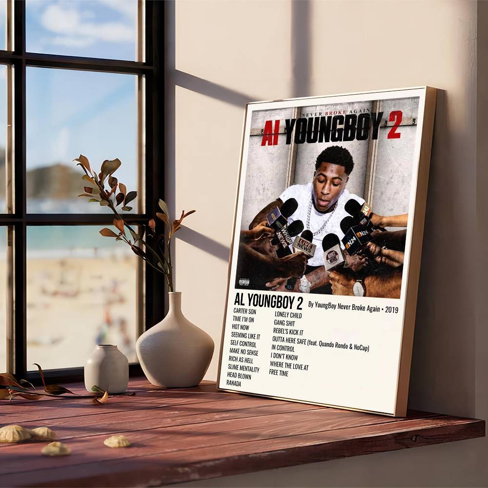 Never Broke Again AI YoungBoy 2 Музыкальный альбом Rap Обложка Белая бумага Постер Водонепроницаемая бумага Наклейка Кофейня Бар Настенная роспись