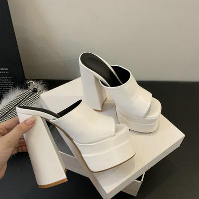 Модные европейские и американские шлепанцы на толстом высоком каблуке 14,5 см, туфли с открытым носком, на двойной водонепроницаемой платформе и толстой подошве