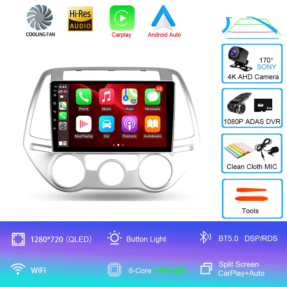 Автомобильный радиоприемник Android 14 Carplay Auto Multimedia Player для Hyundai I20 2010 2012 2013 2014 DSP Autoradio GPS Stereo 2din Head Unit
