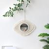 Wall Mirror Round Aesthetic with Tassels Home Decoration Woven Cotton INS Boho Macrame Wall Art Mirror Photography Props