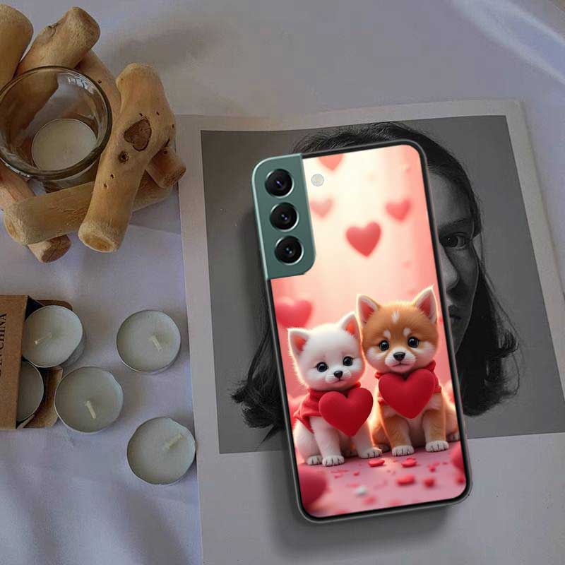 Lovely Puppy Heart Dogs Phone Case For Samsung Galaxy S22 S25 Ultra S21 S10 Plus S26 Edge S20 S23 S24 FE Cover Silicone Soft