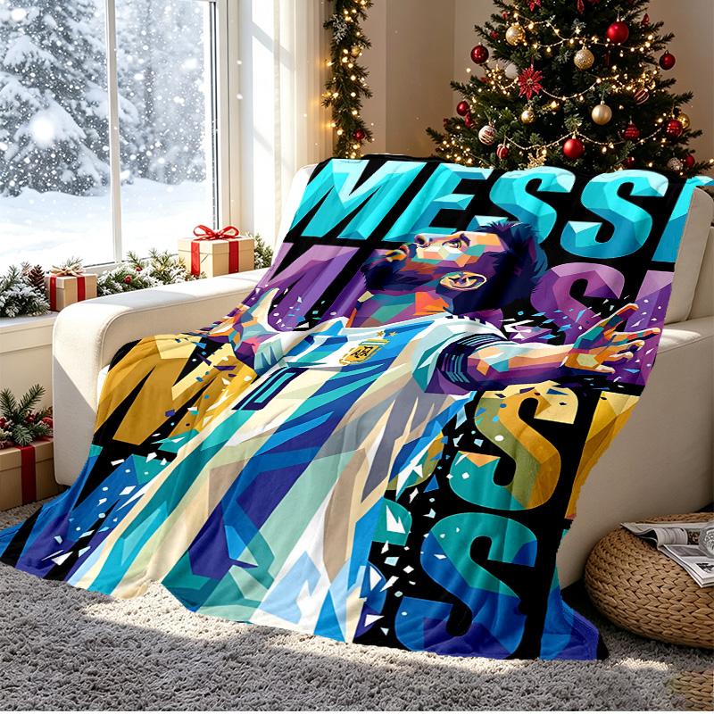 Lionel Messi Pattern Blanket for Home Decoration, Bed, Sofa, Car Travel, Camping, Suitable for All Seasons, Birthday Christmas Gift