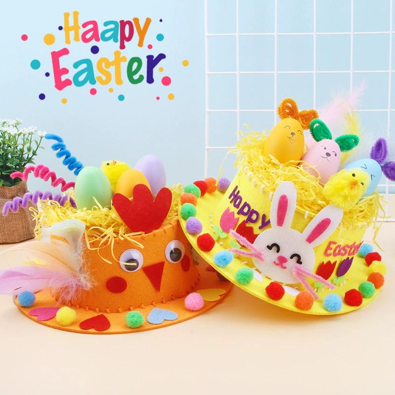Easter Hats DIY Craft Kit with Handmade Feather Decorations Bunny Chick for Toddlers Kids Easter Party Kindergarten Photo Props