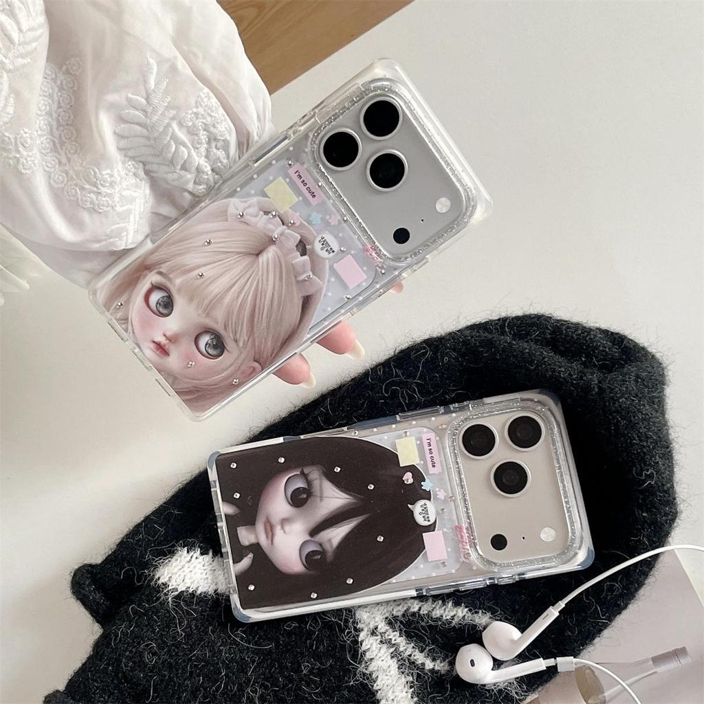 Противоударный мультяшный чехол со стразами для iPhone 15, 16, 17 Pro Max