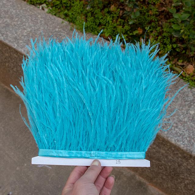 1meter 8 -10cm White Ostrich Feather Trims Natural Black Ostrich Feather For Craft Ribbon Fringe Skirt Party Clothing Plume Decor