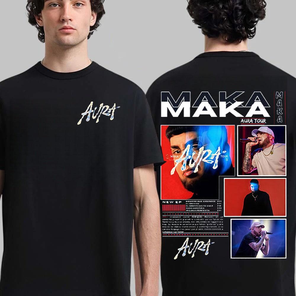 Rap Singer Maka Aura Tour Album Tshirt 2026New Hot Selling Mens Womens Fashion Retro Street Casual Cotton Tshirt Street Wear