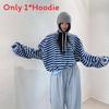 Spring Girls Striped Casual Sweatshirt With Patching For Daily Wear