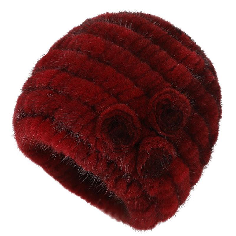 Русская зимняя женская шапка из натурального меха норки для отдыха на природе, сохраняющая тепло, 100% натуральная норковая меховая шапка, женская вязаная шапка из натурального меха норки