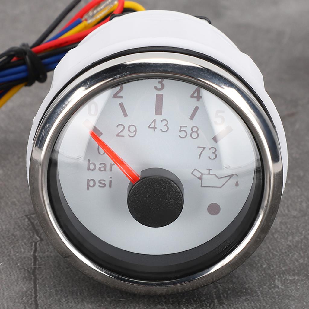52MMCelsius2in IP67 Oil Pressure Gauge 0‑5BAR 0‑73PSI Meter with Smart Alarm for CarsCelsiusYachtsCelsiusBoats