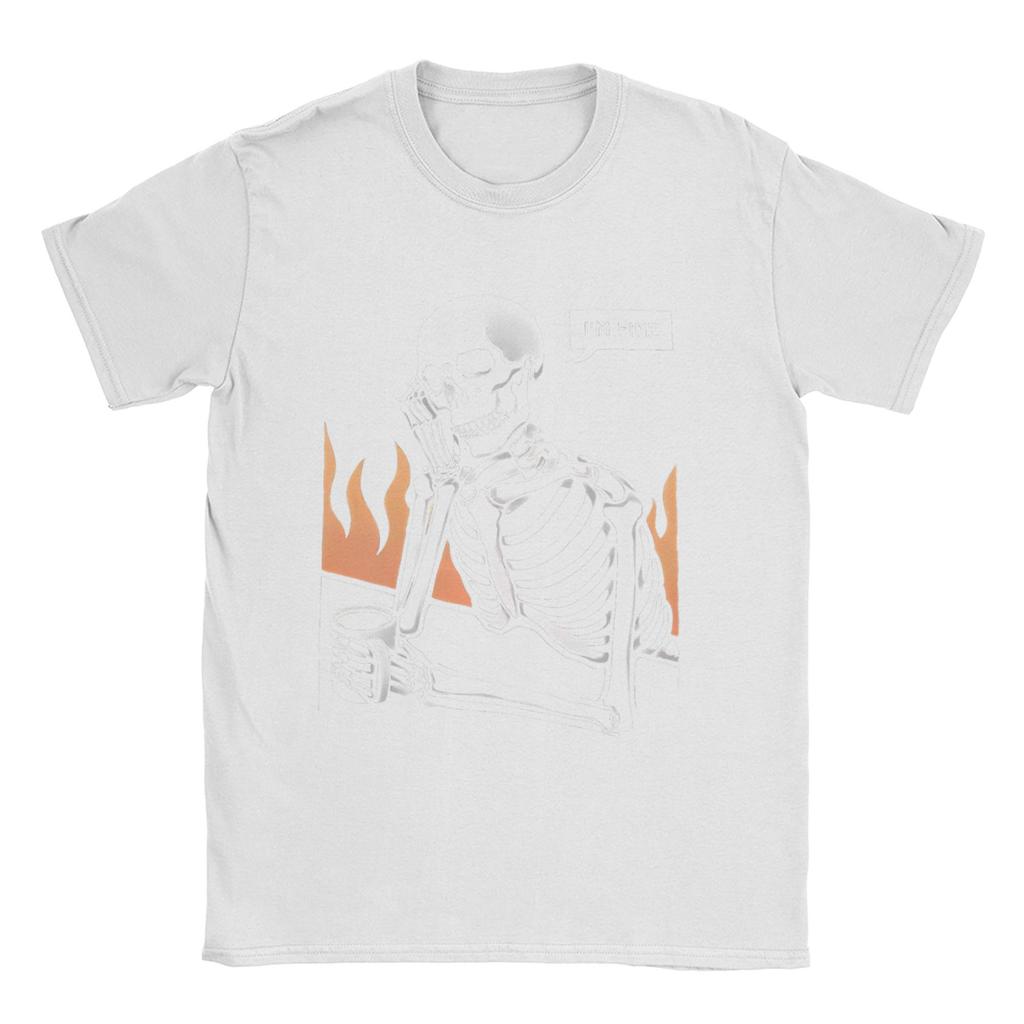 Novelty Skeleton Eternal Lovers  TShirt for Men O Neck Cotton T Shirt    I Am Fine  Short Sleeve Tees Party Tops