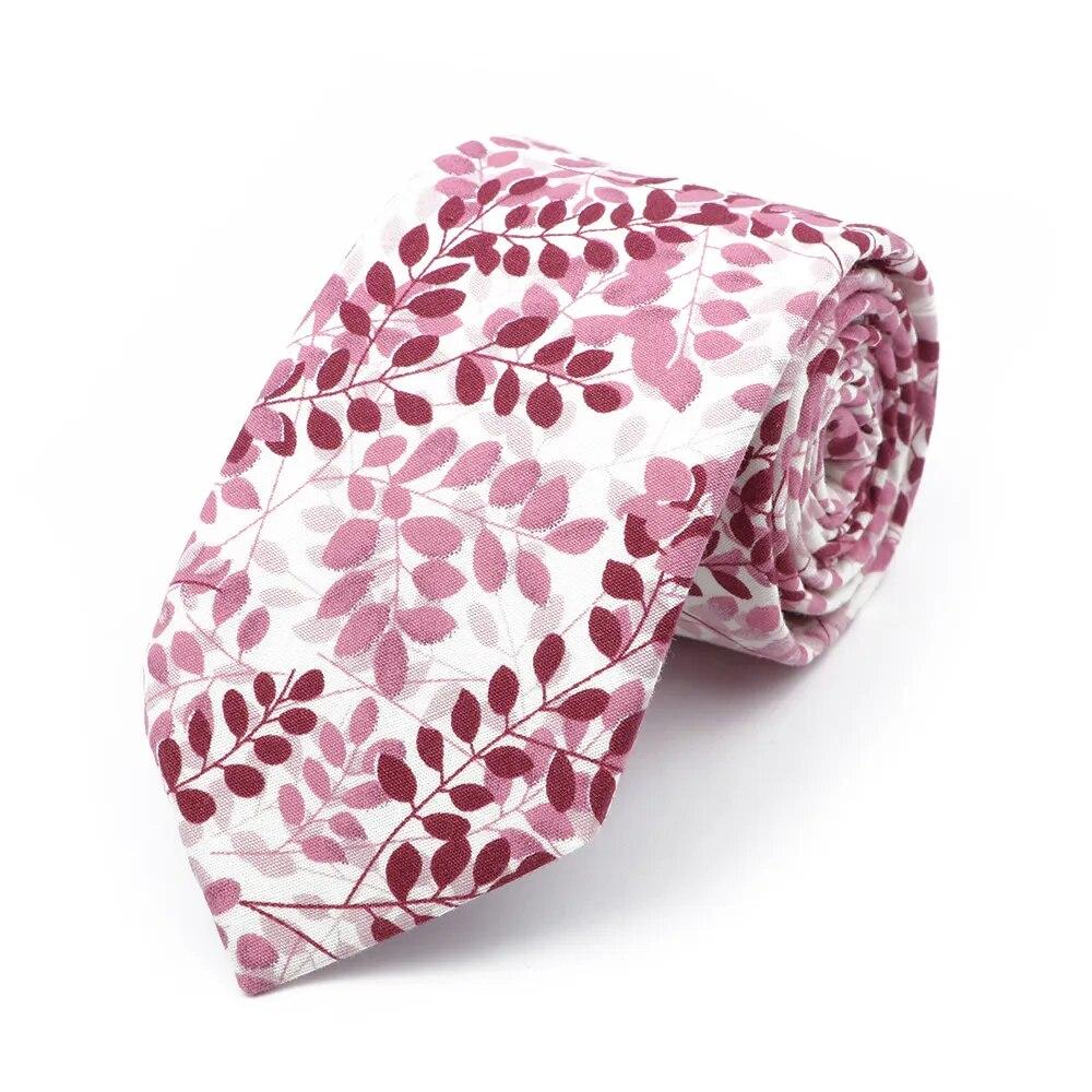 Floral Tie, For Men Women, 100% Cotton, Elegant Flower Necktie, White, Blue, Narrow Skinny, Wedding, Party