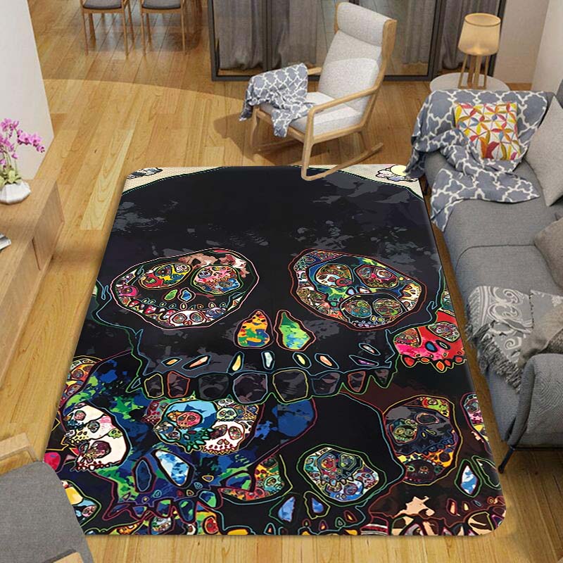 Нескользящий коврик для ванной комнаты, подростковый кавайный коврик для комнаты, ковер с черепом, гостиной, коридором, домашний декор, нескользящий напольный коврик