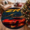 Chevrolet Corvette Pattern Round Rug, Indoor/Outdoor Mat, for Picnic, Gameroom, Bedroom, Office, Living Room, Home Decor Carpet, Birthday Gift