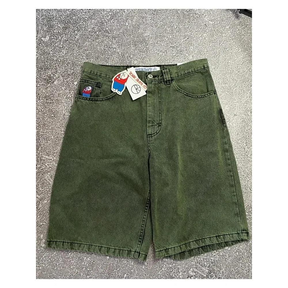 Уличные джинсы, новые модные свободные джинсовые шорты с вышивкой, мужские шорты Y2K Harajuku Retro, популярные повседневные шорты с высокой талией