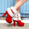 Women's 2020 Winter Suede High Heel Boots with Fur Lining, Bow Accent, Side Zipper, and Waterproof Platform.