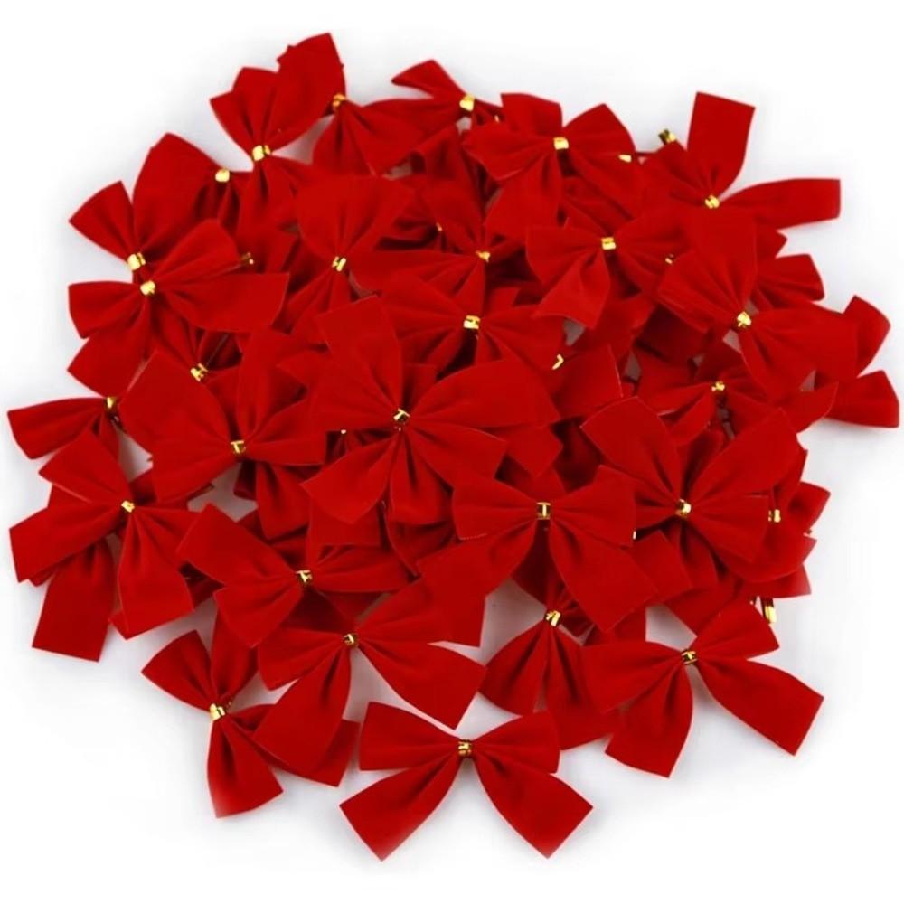 24PCS Vintage Christmas Tree Bows with Pearl Chain Wreath Bows Decoration New Year