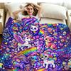 Colorful Rainbow Animal Art Print Flannel Blanket High Quality Warm Comfortable Cover for All Seasons Perfect for Gifts Home Decor