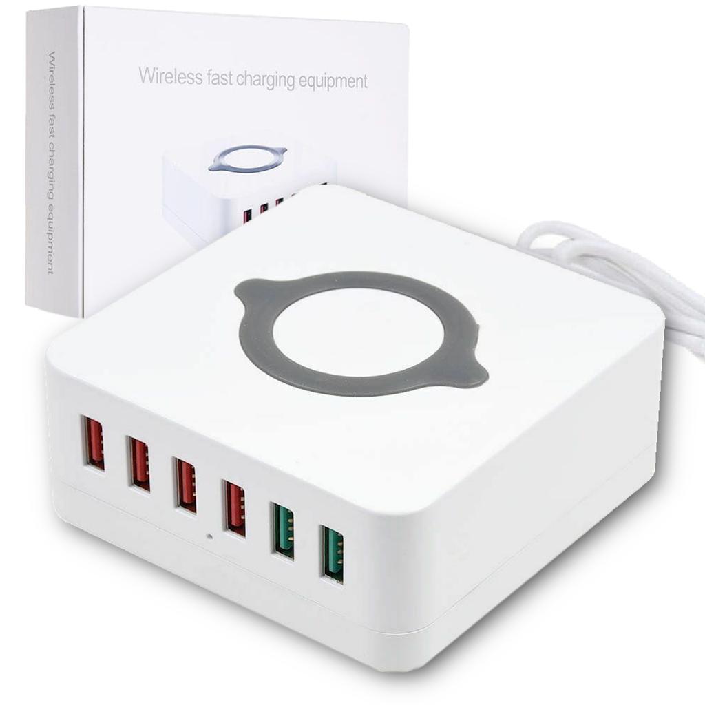 Ładowarka 6x usb i ładowaniem indukcyjnym 10w indukcyjna