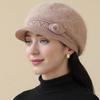 Женская зимняя шапка с плюшевой меховой подкладкой, теплая шапка для женщин, повседневная шапка из смеси кроличьего меха, уличная мода, вязаная шапка