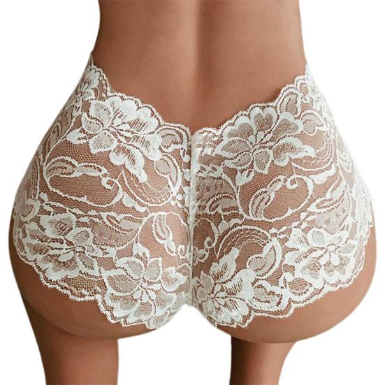 Panties Low Waist Plus Size Lace Embroidery See-through Ruffles Sexy Briefs
