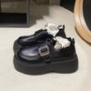 Маленькие кожаные туфли в британском стиле, женские, новинка 2024 года, на платформе, универсальные, черные, туфли Мэри Джейн