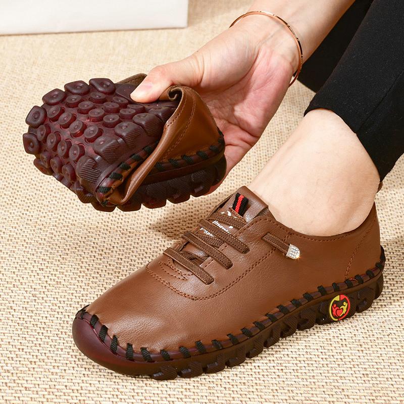 Модные туфли на платформе, женская повседневная обувь, новинка 2024 года, кожаные туфли на плоской подошве, удобные туфли без застежек для мам, большие размеры, оксфорды, Mujer Zapatos