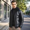 Futing Men's Genuine Goat Leather & Fur Lined Lapel Jacket