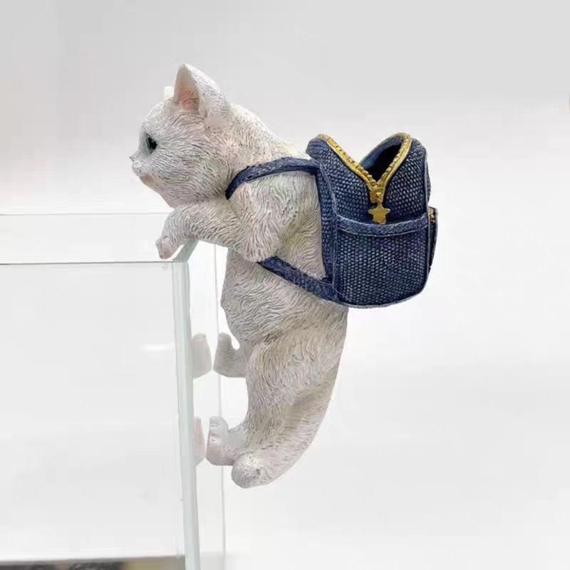 Статуэтка животного из смолы, аксессуары для аквариума, украшения для аквариумов, декор для дома, подвесные фигурки кошек с корзиной для хранения