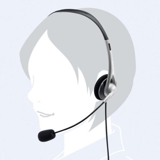 Sanwa Supply USB Wired Microphone Lightweight Compatible with Skype Zoom Teams Silver Headset/Headphones Non-Directional MM-HSUSB16SV